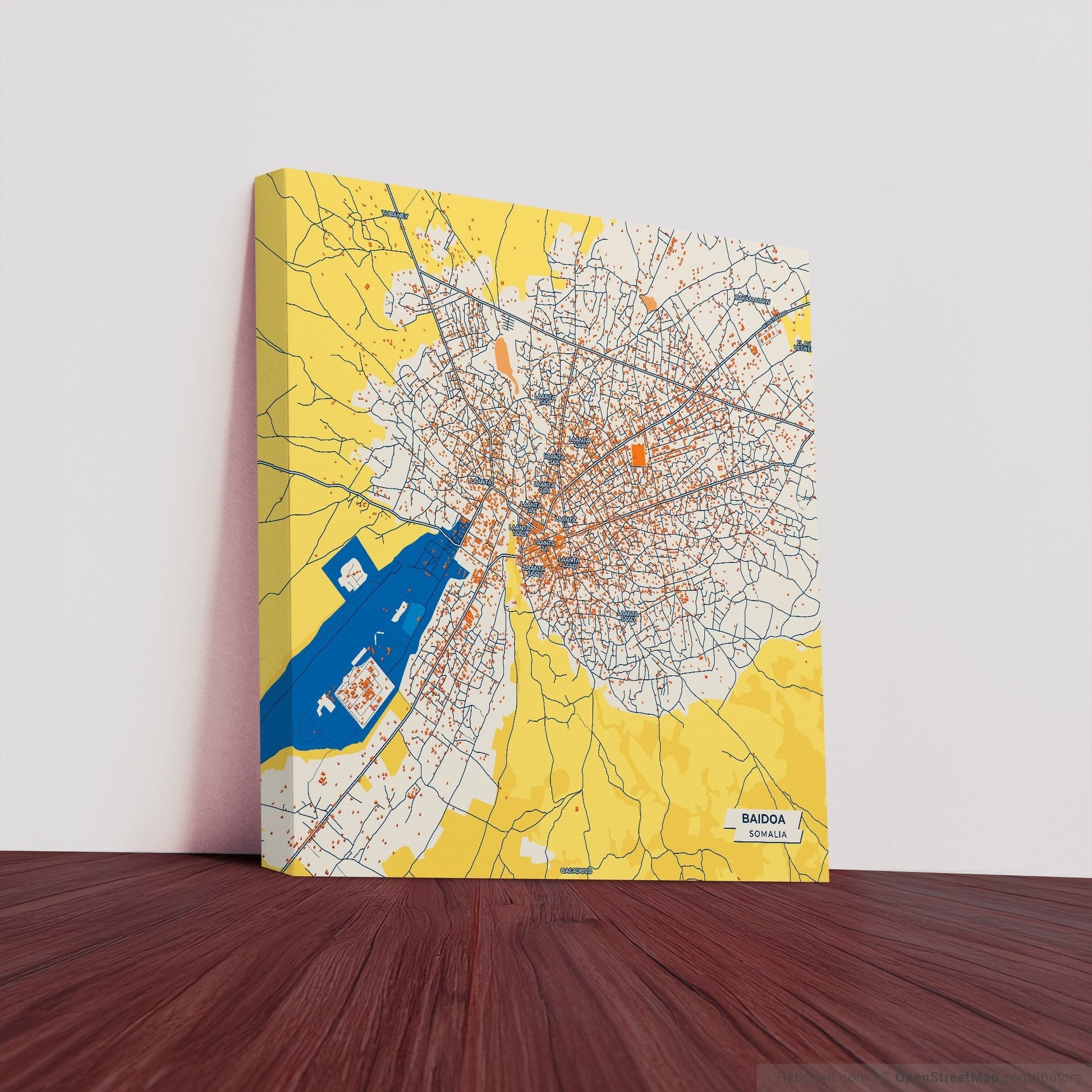 Baidoa Somalia Colorful City Map Canvas Print