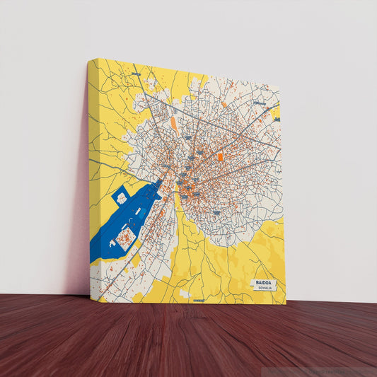 Baidoa Somalia Colorful City Map Canvas Print