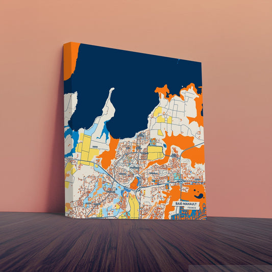 Baie-Mahault France Colorful City Map Canvas Print