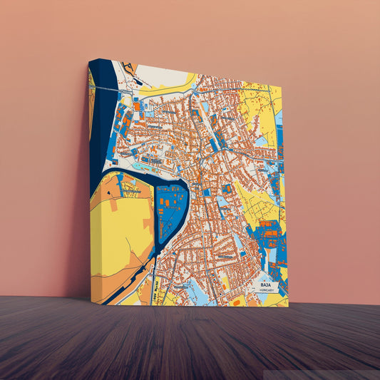 Baja Hungary Colorful City Map Canvas Print