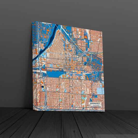 Bakersfield California Colorful City Map Canvas Print