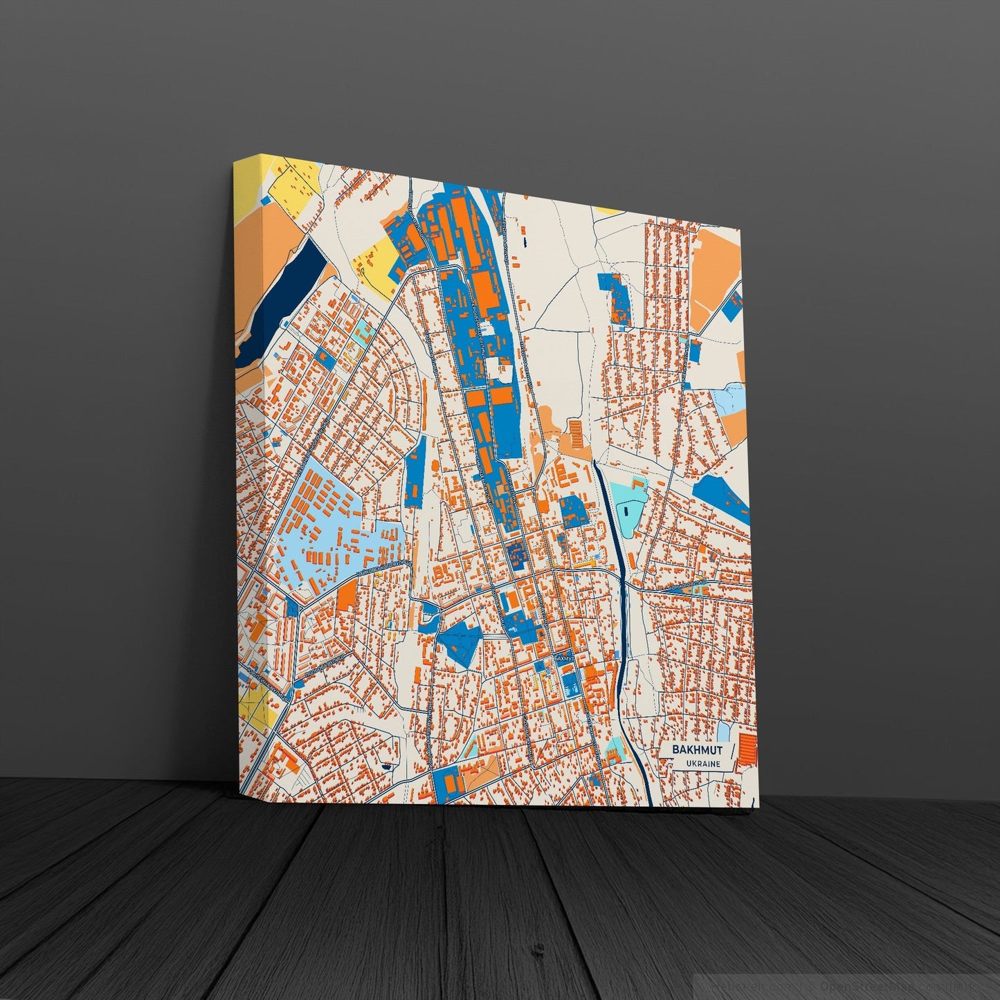 Бахмут Ukraine Colorful City Map Canvas Print