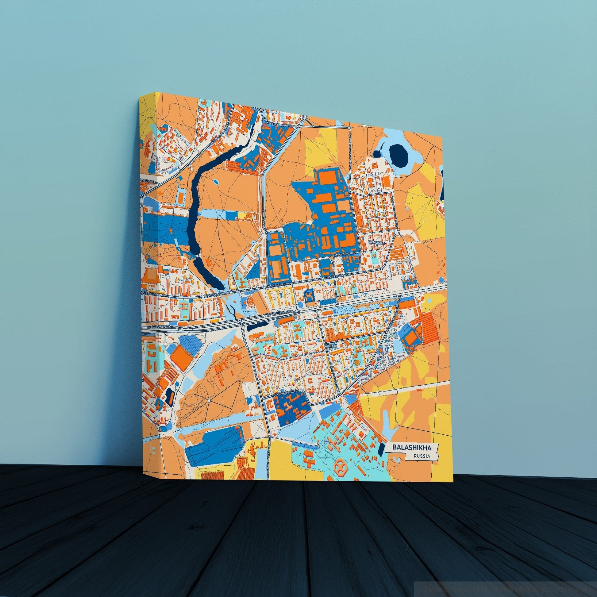 Балашиха Russia Colorful City Map Canvas Print