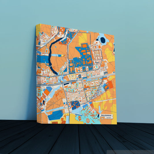 Балашиха Russia Colorful City Map Canvas Print