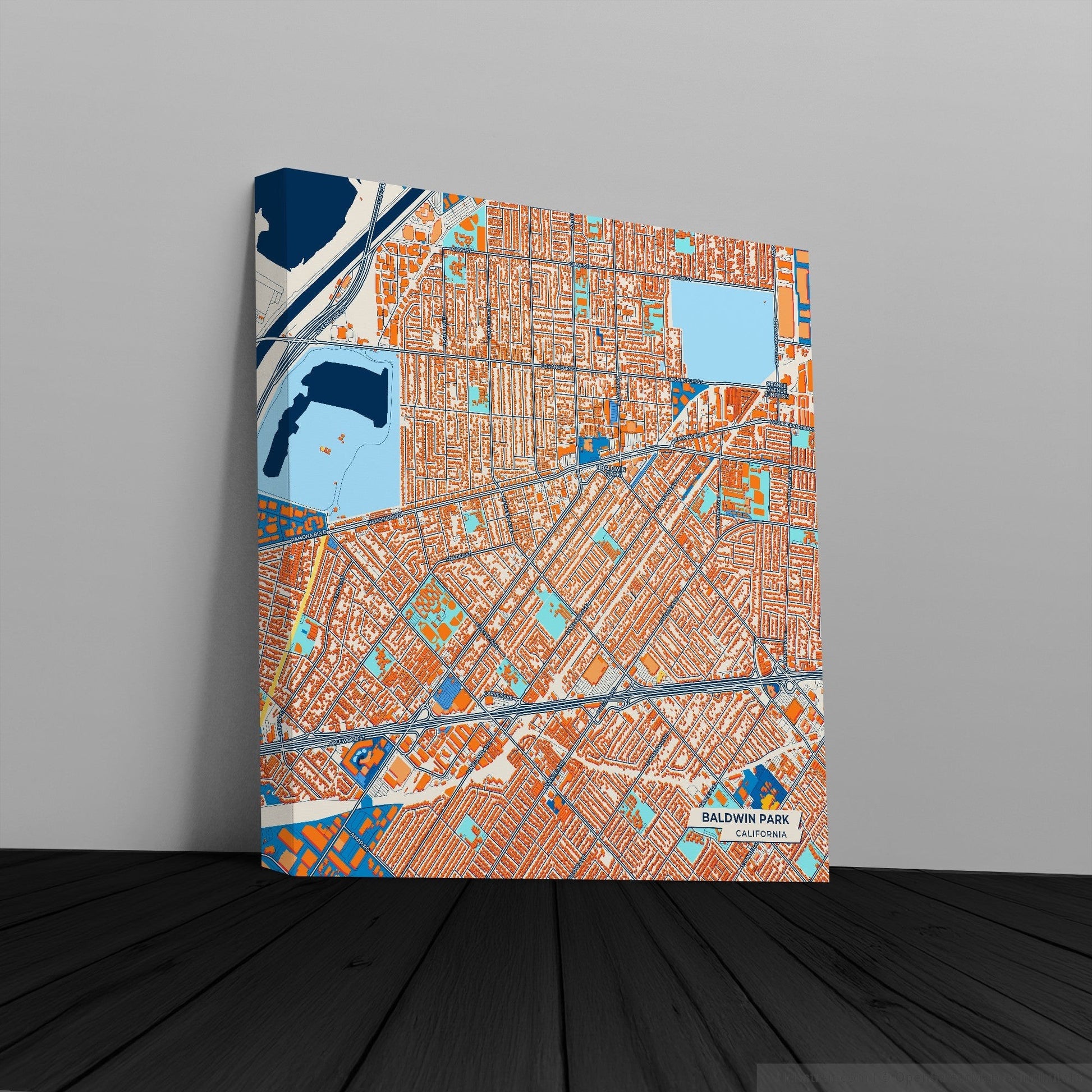 Baldwin Park California Colorful City Map Canvas Print