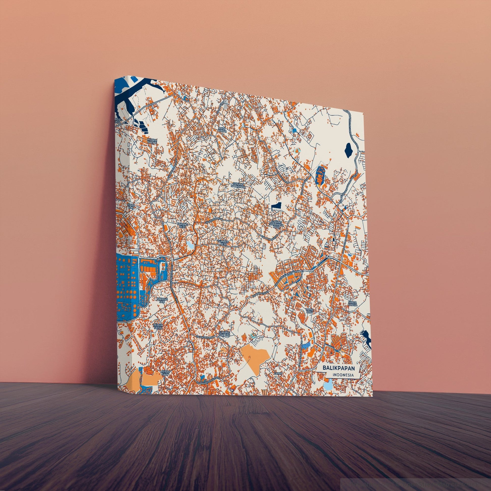 Balikpapan Indonesia Colorful City Map Canvas Print