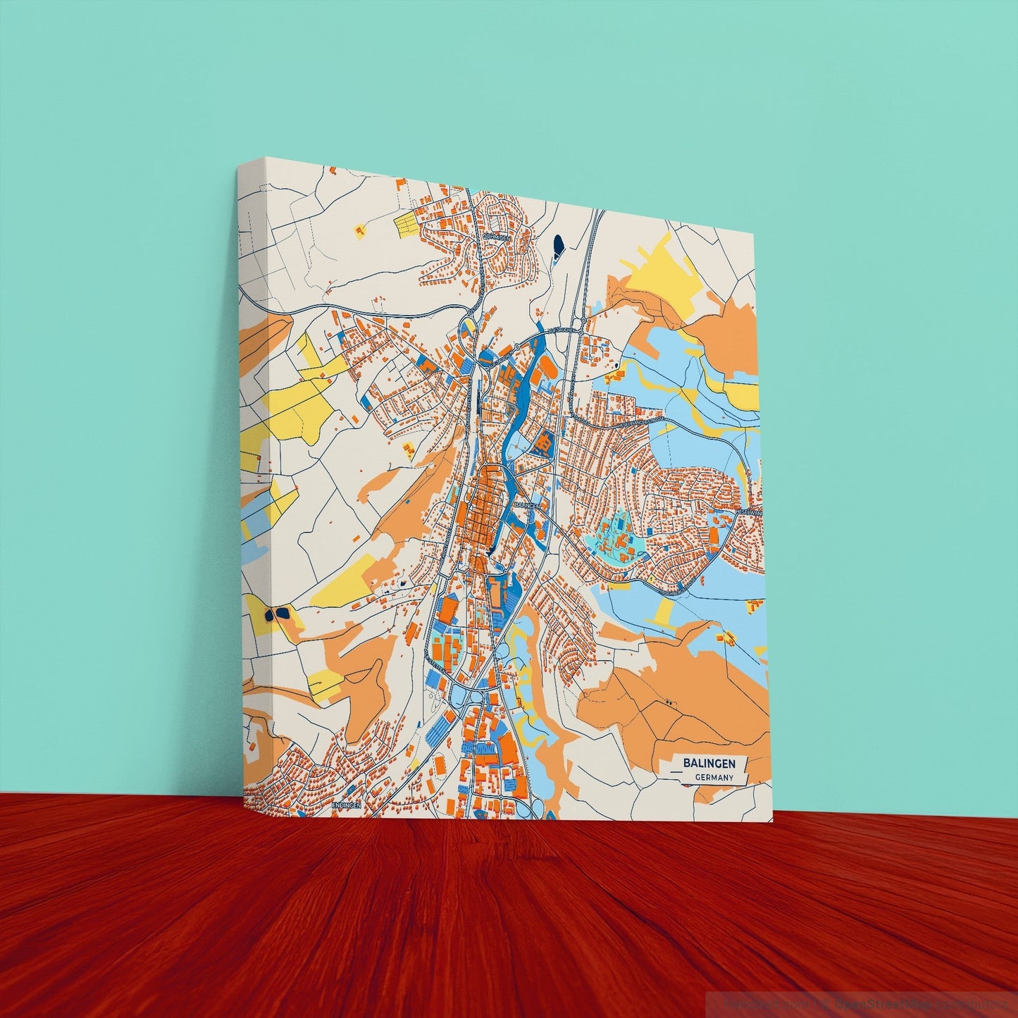 Balingen Germany Colorful City Map Canvas Print