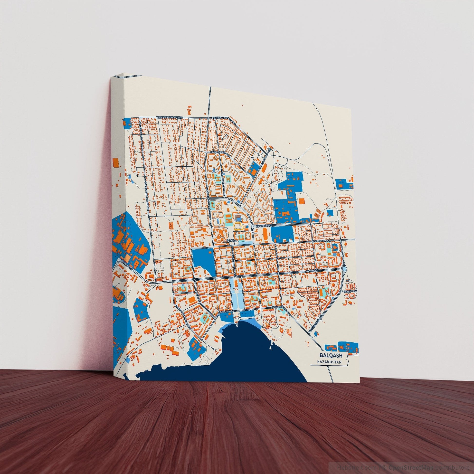 Balqash Kazakhstan Colorful City Map Canvas Print