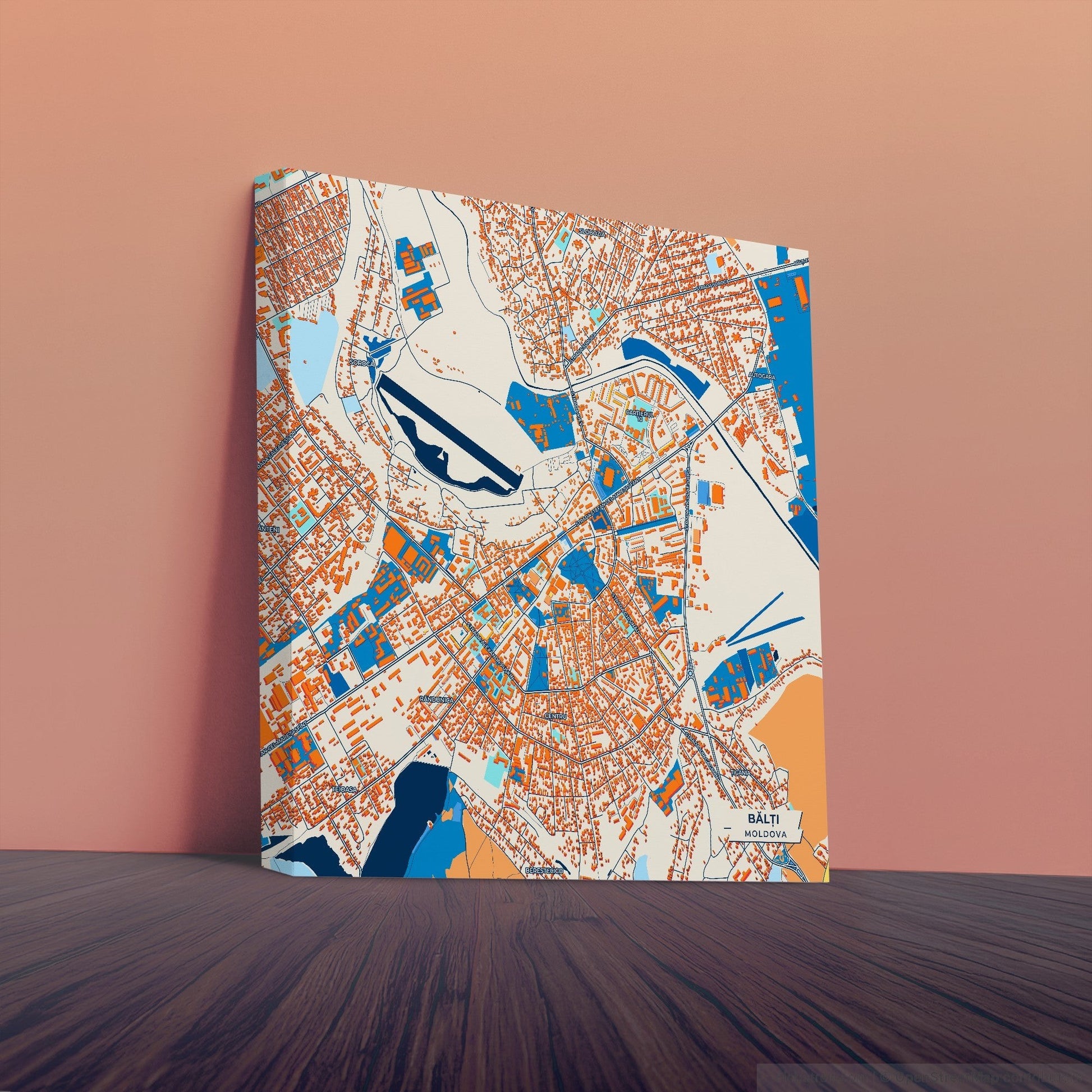 Bălți Moldova Colorful City Map Canvas Print
