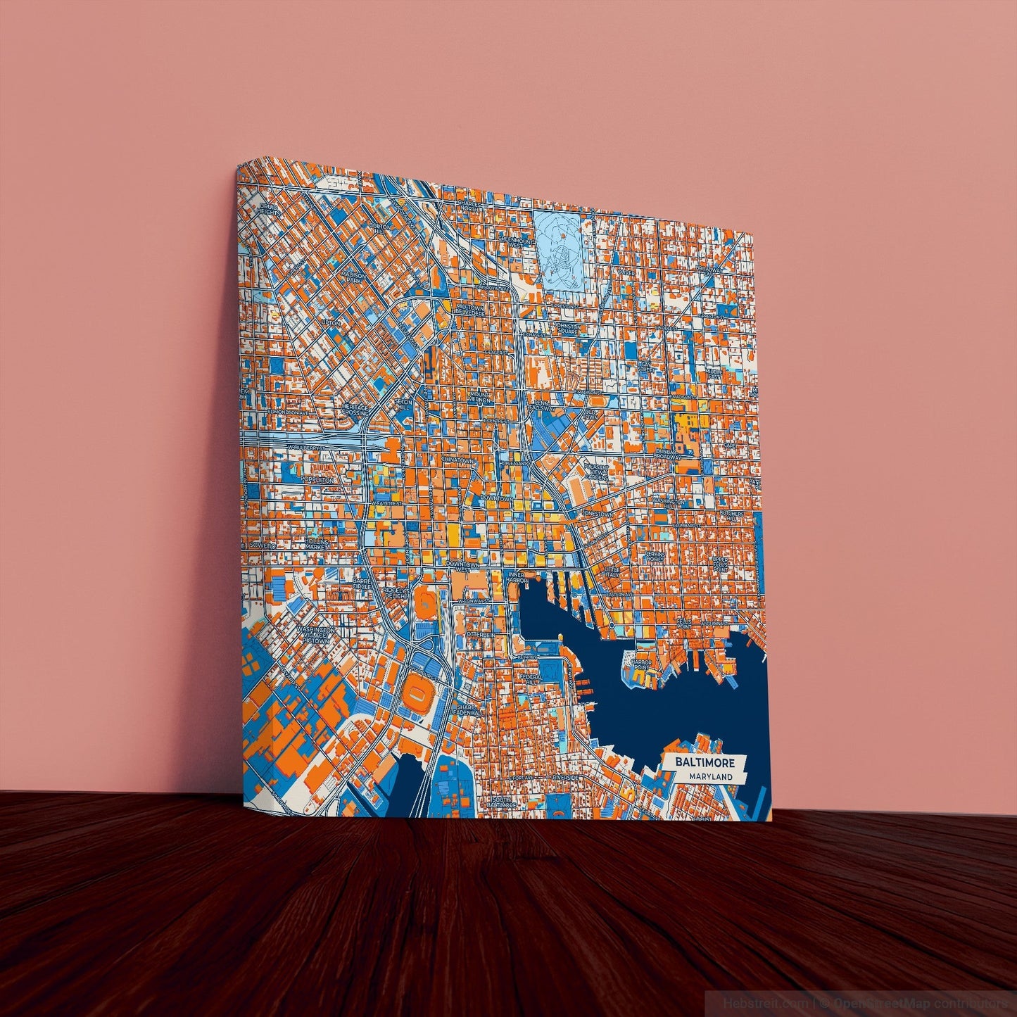 Baltimore Maryland Colorful City Map Canvas Print