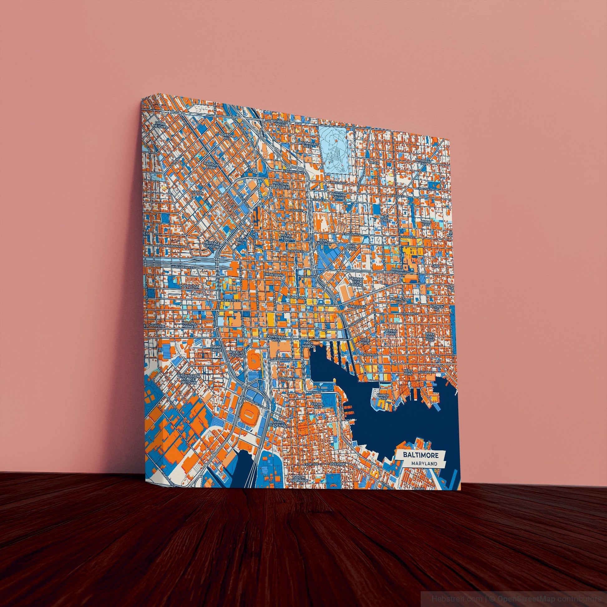Baltimore Maryland Colorful City Map Canvas Print
