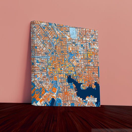 Baltimore Maryland Colorful City Map Canvas Print