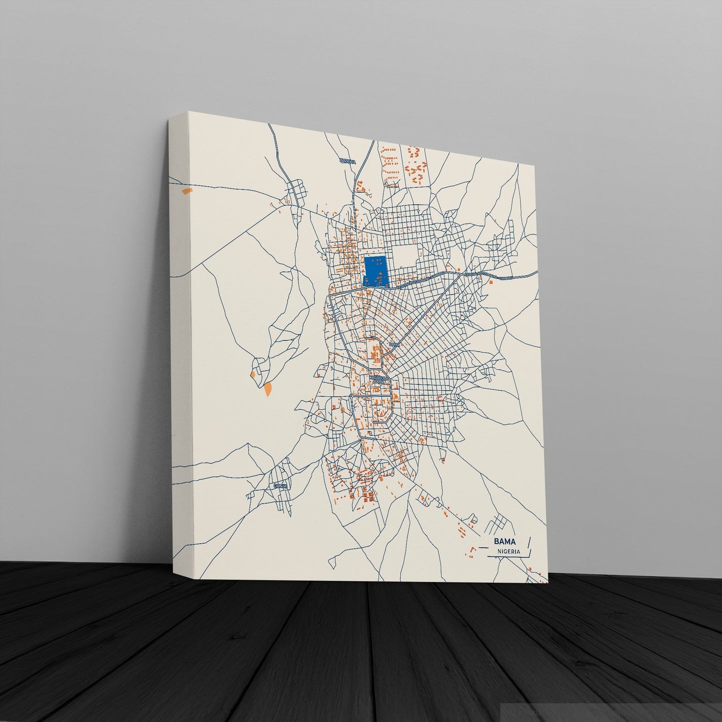 Bama Nigeria Colorful City Map Canvas Print