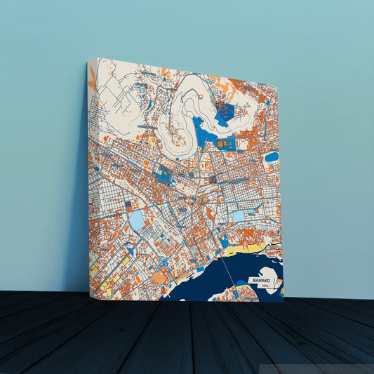 Bamako Mali Colorful City Map Canvas Print