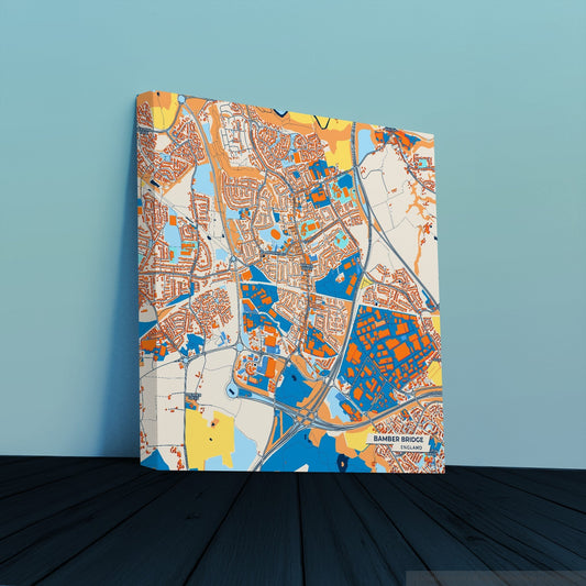 Bamber Bridge England Colorful City Map Canvas Print