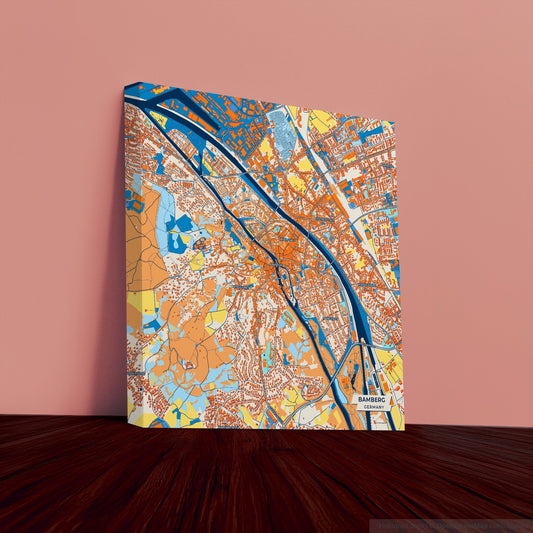 Bamberg Germany Colorful City Map Canvas Print
