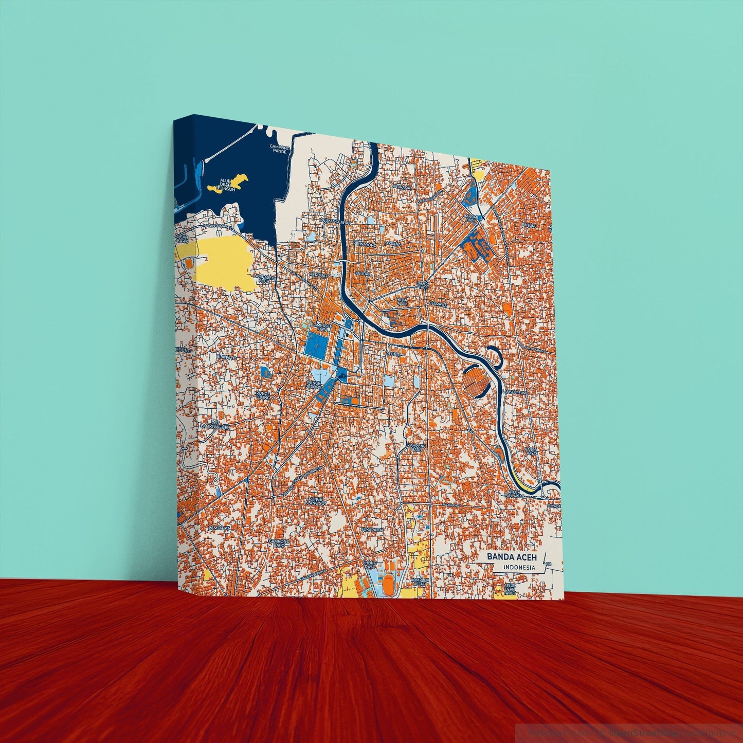 Banda Aceh Indonesia Colorful City Map Canvas Print