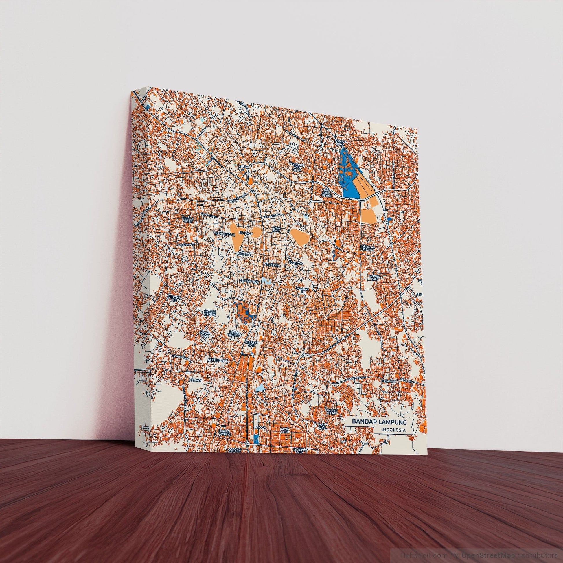 Bandar Lampung Indonesia Colorful City Map Canvas Print