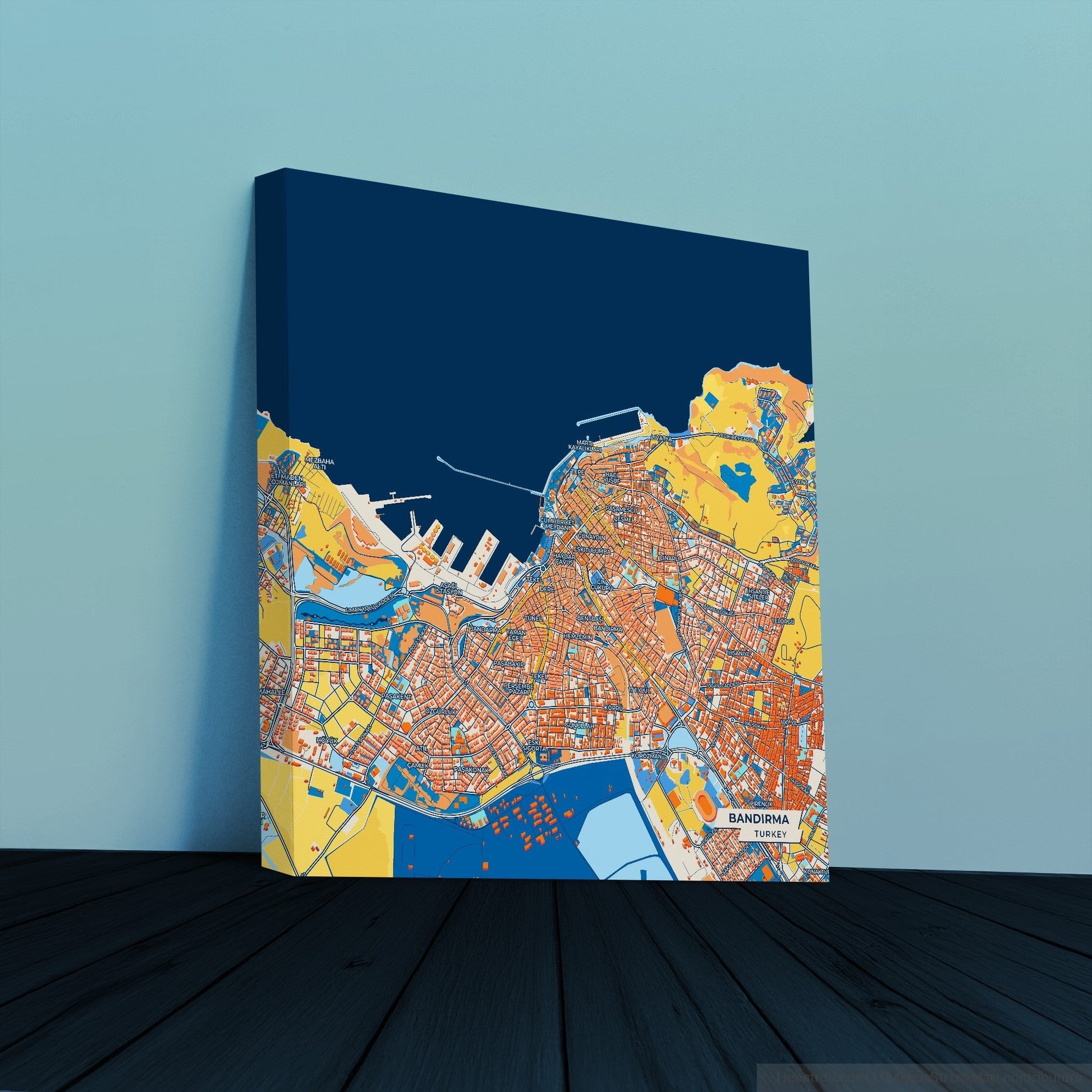 Bandirma Turkey Colorful City Map Canvas Print