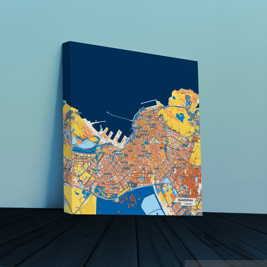 Bandirma Turkey Colorful City Map Canvas Print