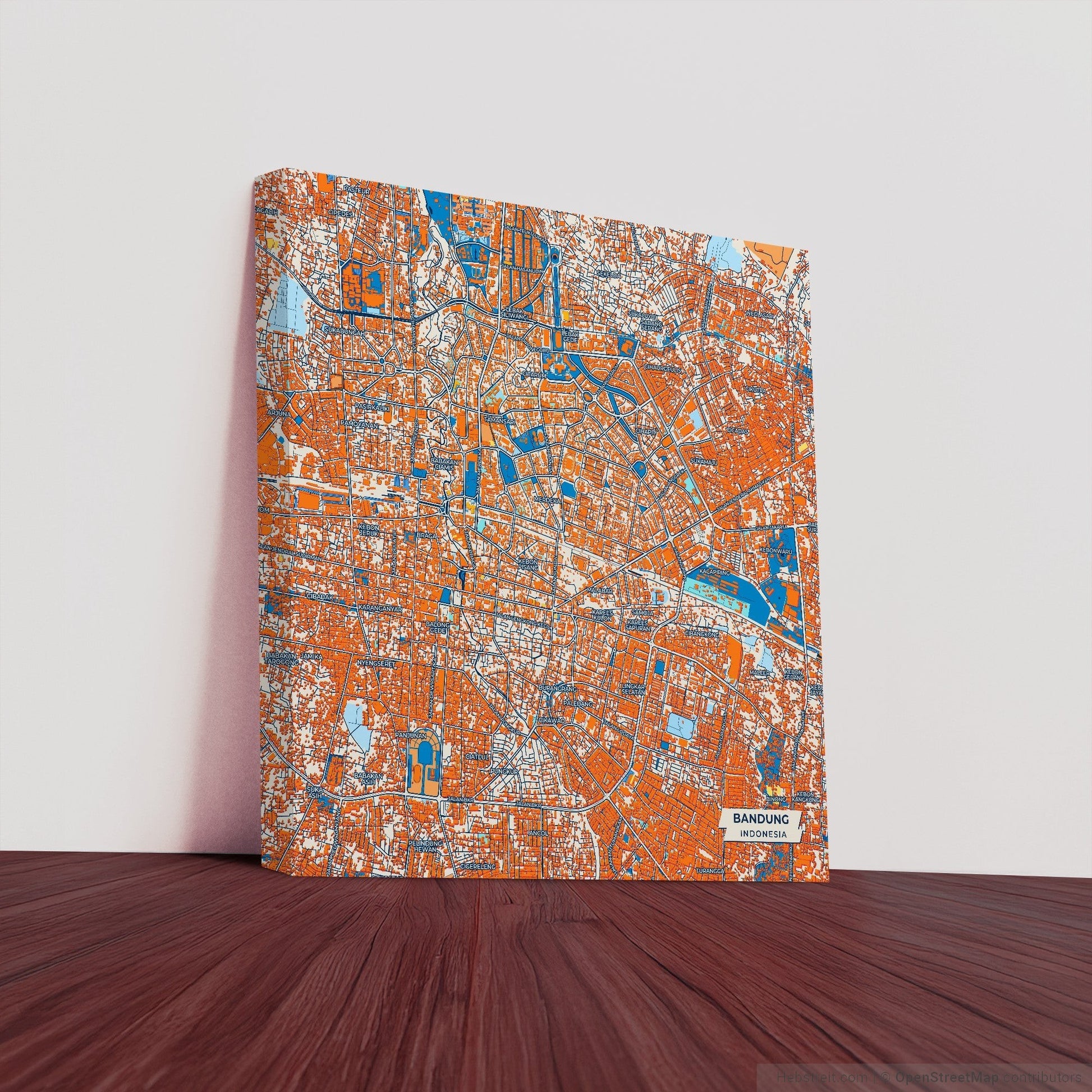 Bandung Indonesia Colorful City Map Canvas Print