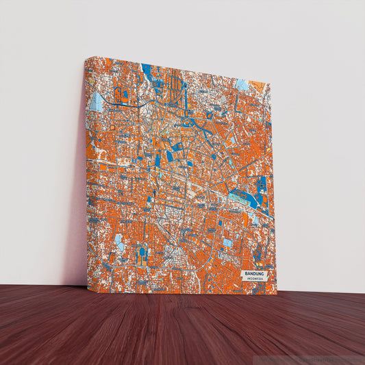 Bandung Indonesia Colorful City Map Canvas Print