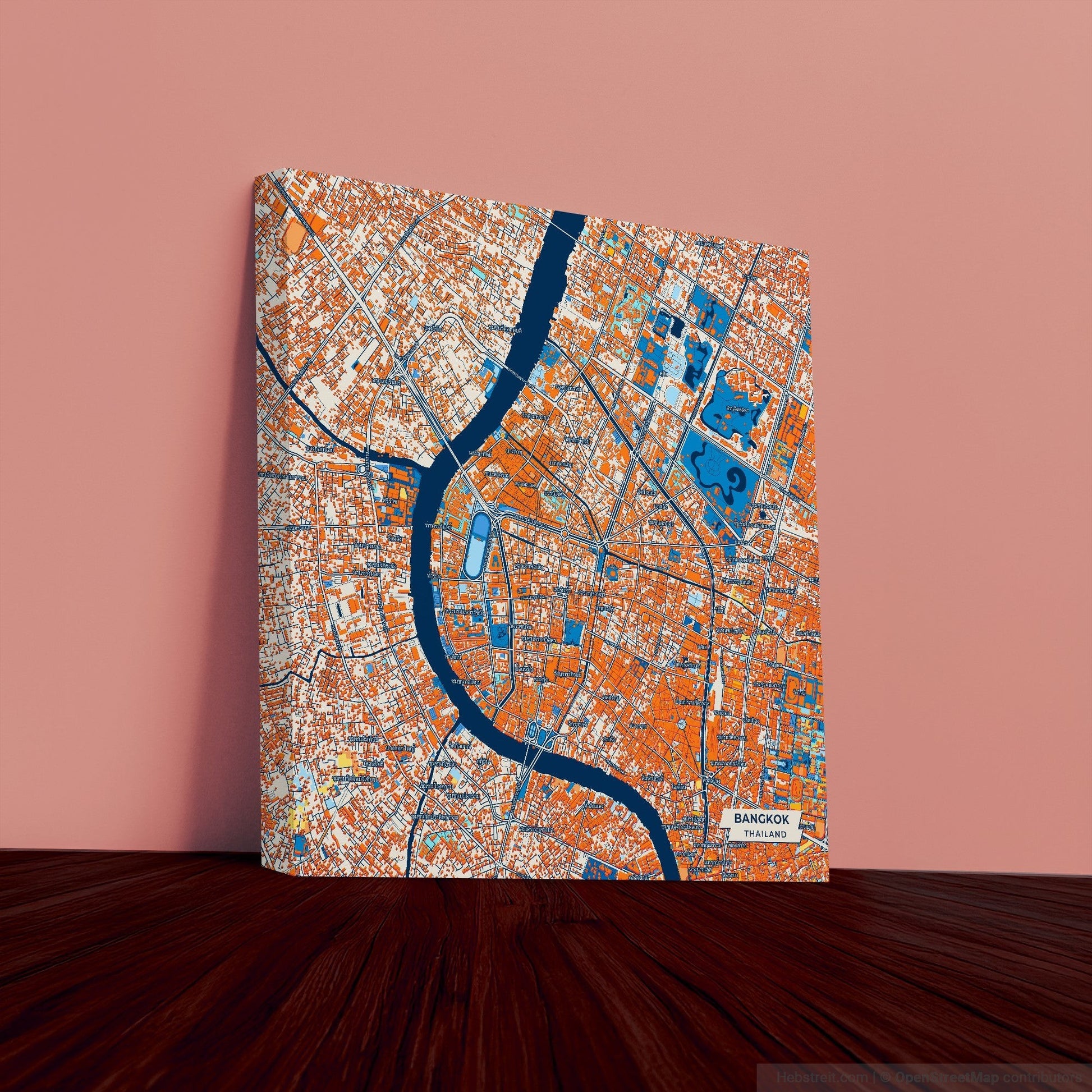 Bangkok Thailand Colorful City Map Canvas Print