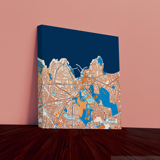 Bangor Northern Ireland Colorful City Map Canvas Print