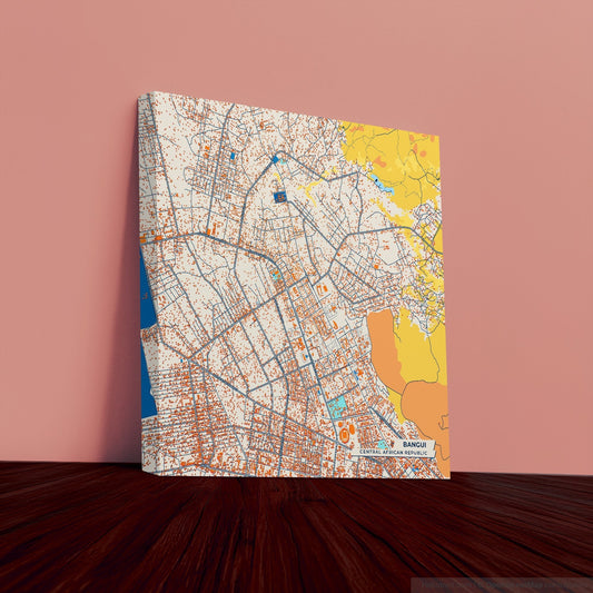 Bangui Central African Republic Colorful City Map Canvas Print