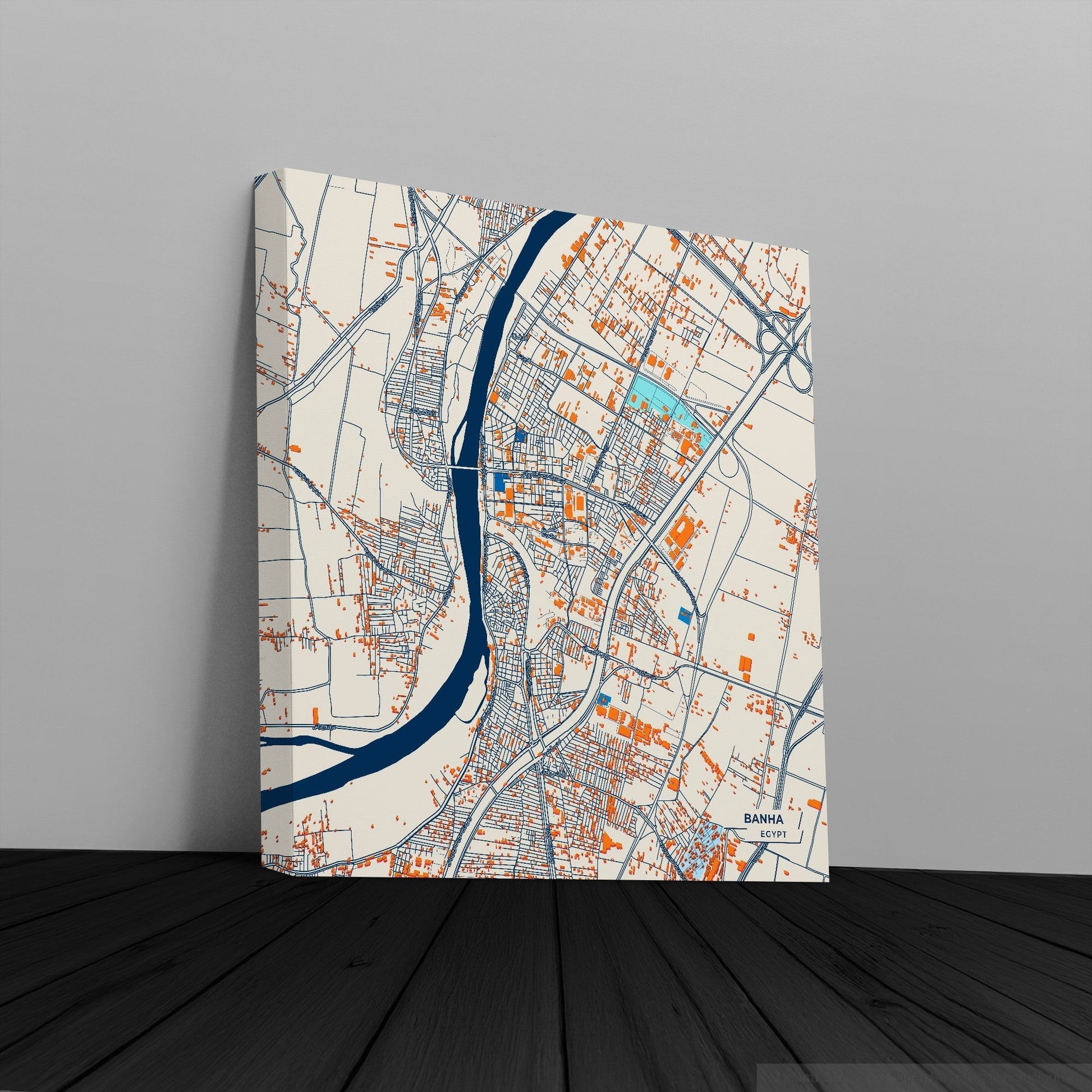 Banha Egypt Colorful City Map Canvas Print