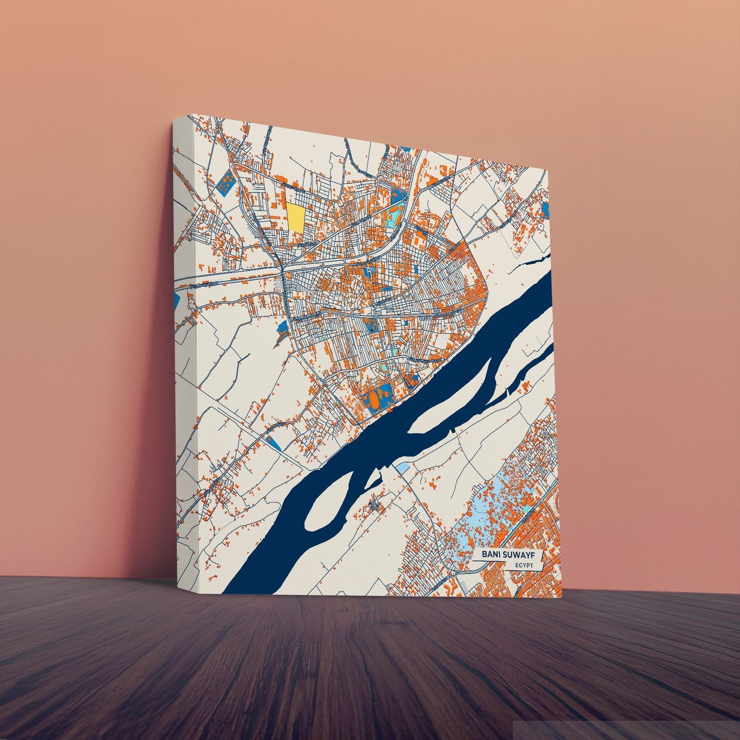 Bani Suwayf Egypt Colorful City Map Canvas Print