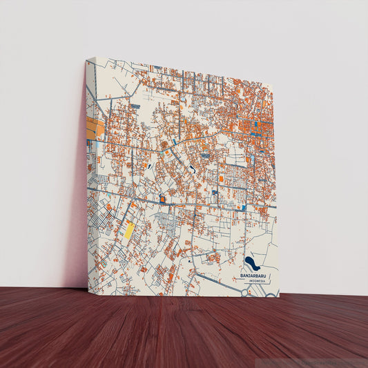 Banjarbaru Indonesia Colorful City Map Canvas Print