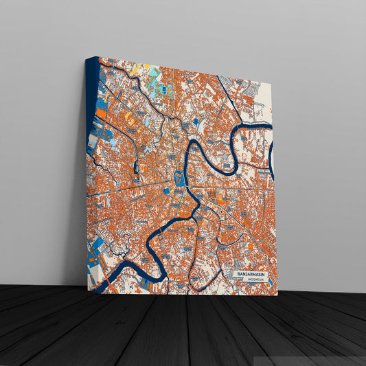 Banjarmasin Indonesia Colorful City Map Canvas Print