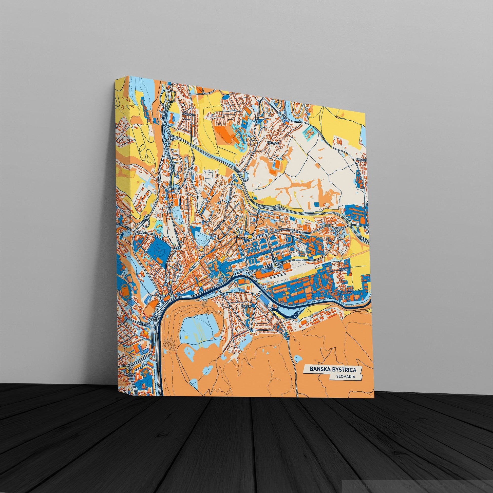 Banská Bystrica Slovakia Colorful City Map Canvas Print