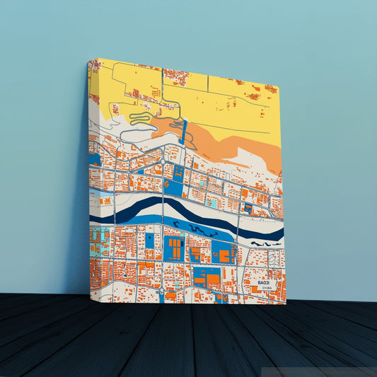 Baoji China Colorful City Map Canvas Print