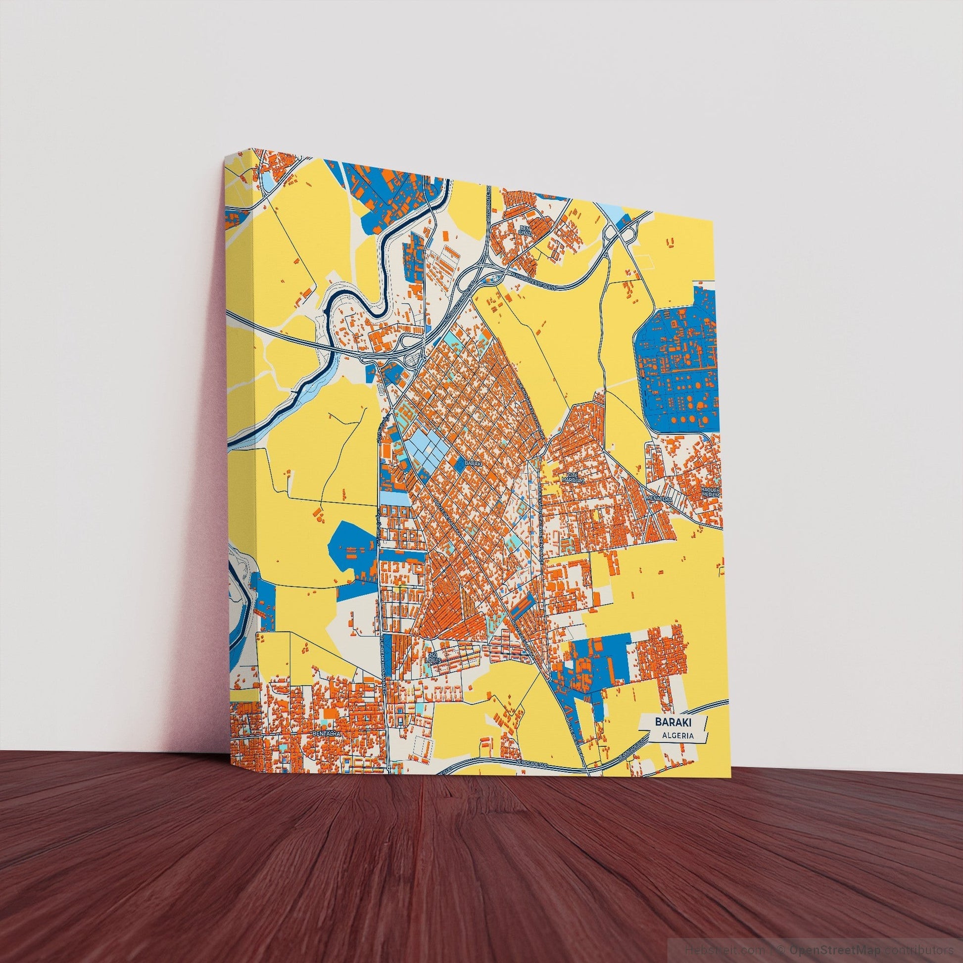 Baraki Algeria Colorful City Map Canvas Print