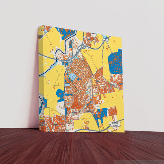 Baraki Algeria Colorful City Map Canvas Print