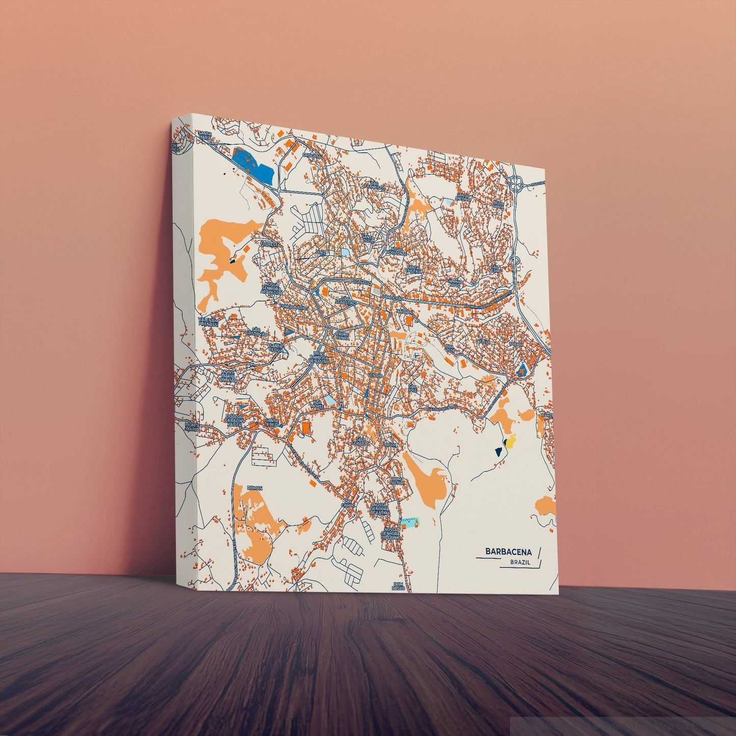 Barbacena Brazil Colorful City Map Canvas Print