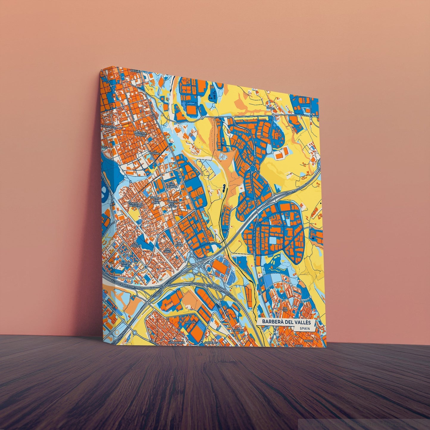 Barberà Del Vallès Spain Colorful City Map Canvas Print