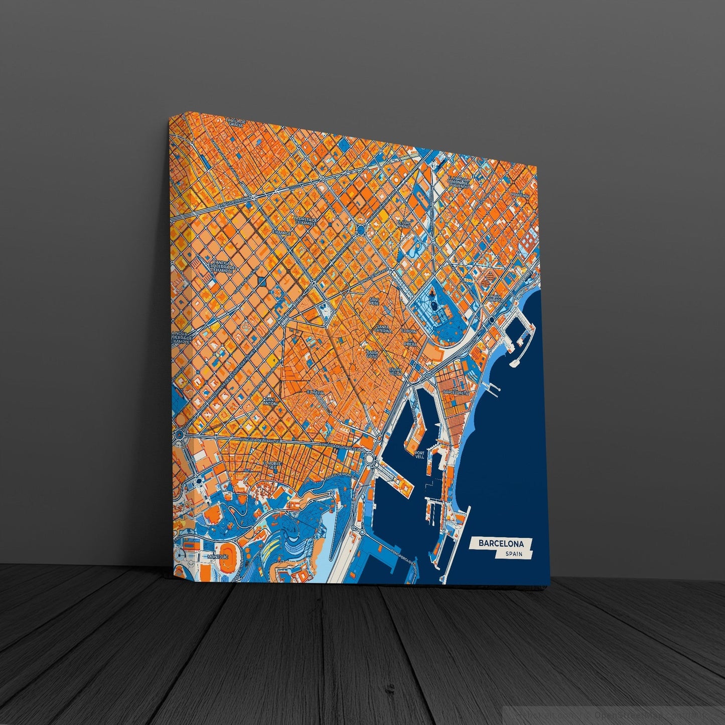 Barcelona Spain Colorful City Map Canvas Print