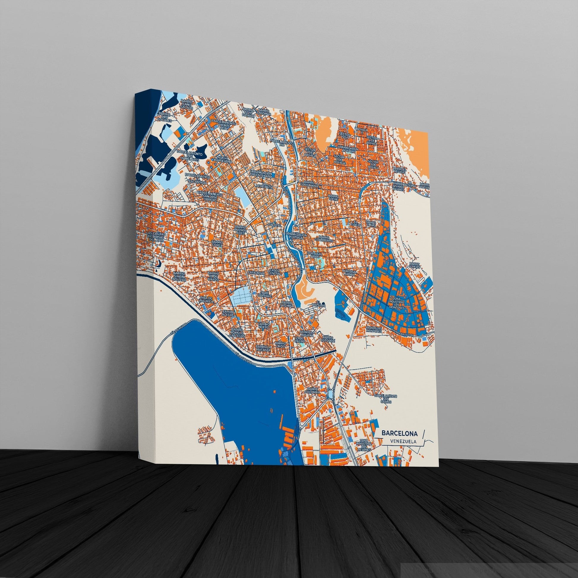 Barcelona Venezuela Colorful City Map Canvas Print