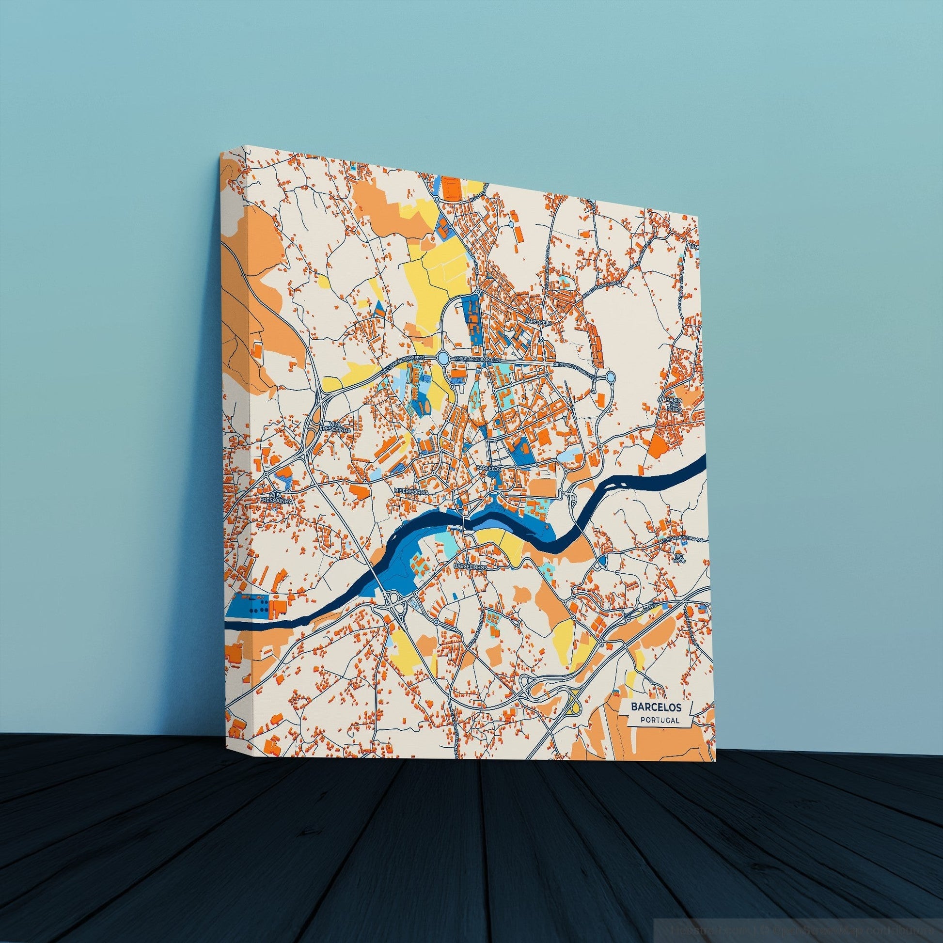 Barcelos Portugal Colorful City Map Canvas Print
