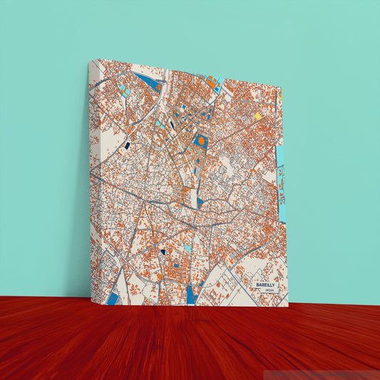 Bareilly India Colorful City Map Canvas Print