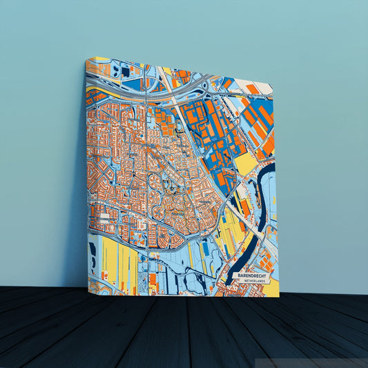 Barendrecht Netherlands Colorful City Map Canvas Print