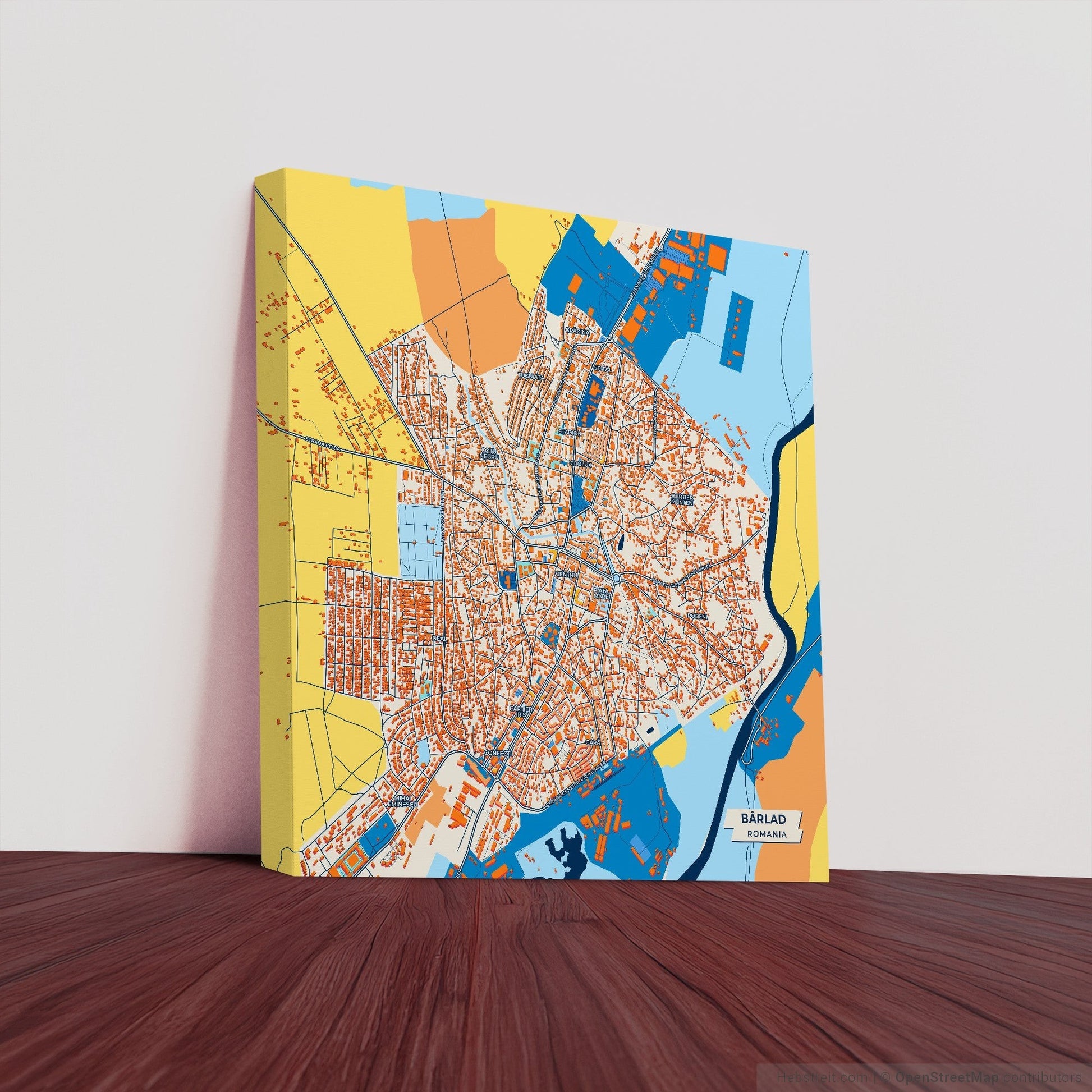 Bârlad Romania Colorful City Map Canvas Print