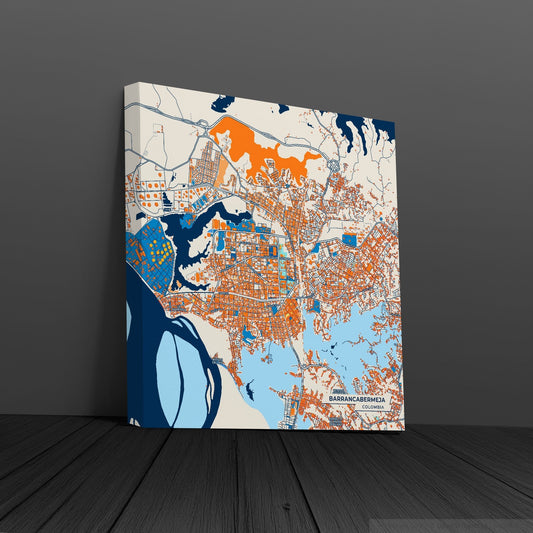 Barrancabermeja Colombia Colorful City Map Canvas Print
