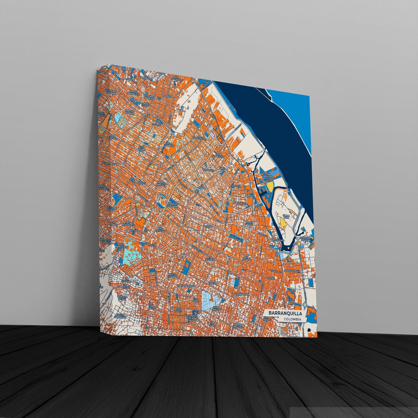 Barranquilla Colombia Colorful City Map Canvas Print