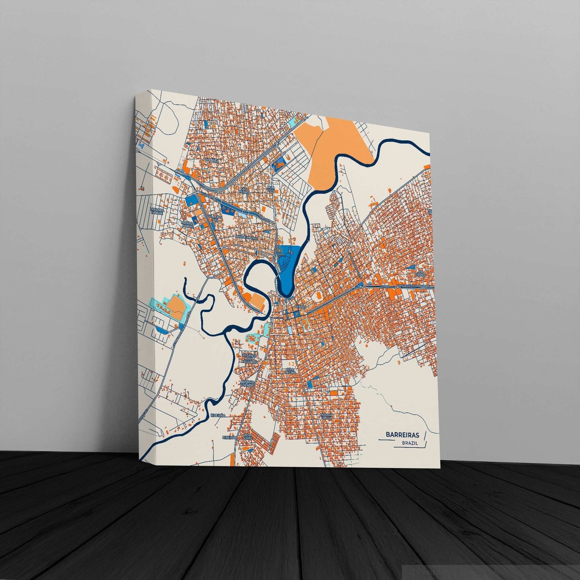 Barreiras Brazil Colorful City Map Canvas Print