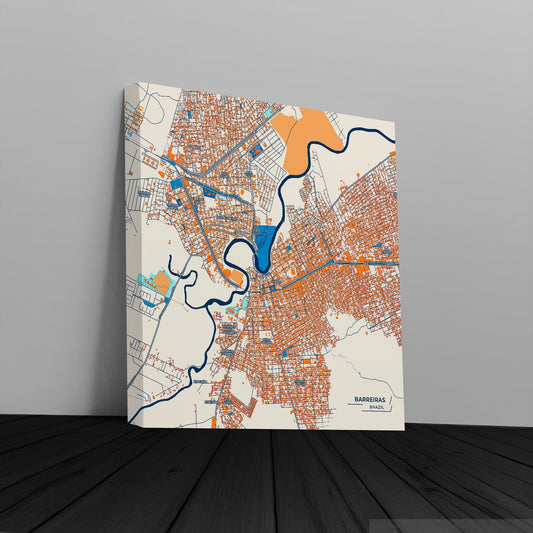 Barreiras Brazil Colorful City Map Canvas Print