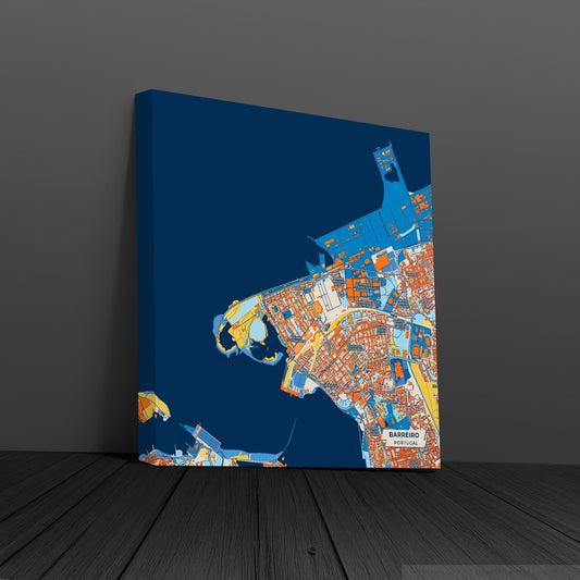 Barreiro Portugal Colorful City Map Canvas Print
